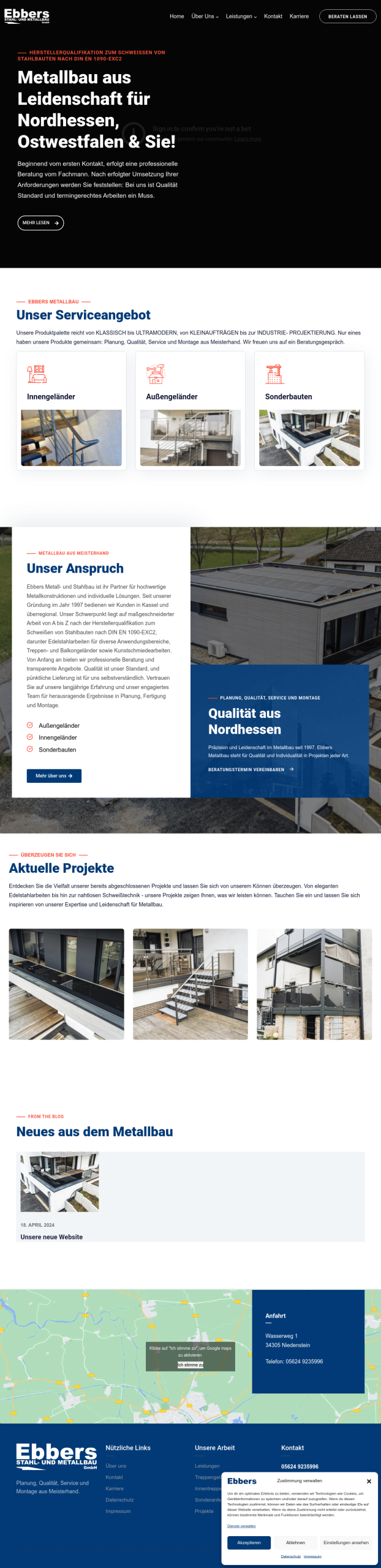 Website von Ebbers Metallbau